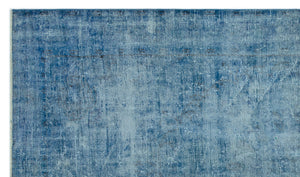 Blue Over Dyed Vintage Rug 5'7'' x 9'5'' ft 169 x 286 cm