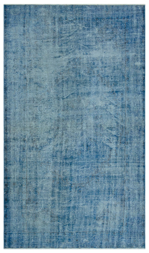 Blue Over Dyed Vintage Rug 5'7'' x 9'5'' ft 169 x 286 cm