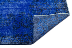 Blue Over Dyed Vintage Rug 5'6'' x 9'3'' ft 168 x 281 cm