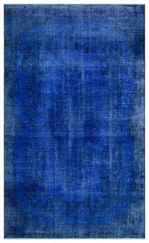 Blue Over Dyed Vintage Rug 5'6'' x 9'3'' ft 168 x 281 cm