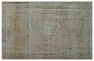 Brown Over Dyed Vintage Rug 5'12'' x 9'3'' ft 182 x 281 cm
