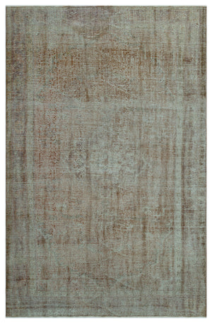 Brown Over Dyed Vintage Rug 5'12'' x 9'3'' ft 182 x 281 cm