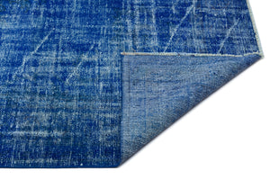 Blue Over Dyed Vintage Rug 5'9'' x 9'9'' ft 174 x 297 cm