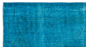 Turquoise Over Dyed Vintage Rug 4'9'' x 8'8'' ft 145 x 265 cm