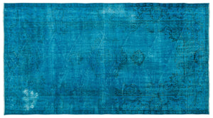 Turquoise Over Dyed Vintage Rug 4'9'' x 8'8'' ft 145 x 265 cm