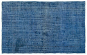 Blue Over Dyed Vintage Rug 5'9'' x 9'4'' ft 174 x 285 cm