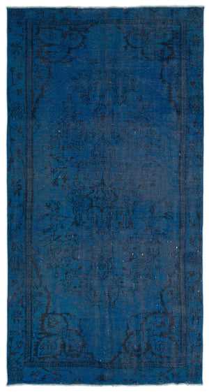 Blue Over Dyed Vintage Rug 4'10'' x 8'11'' ft 148 x 272 cm