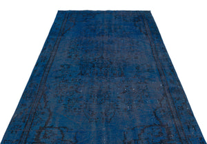 Blue Over Dyed Vintage Rug 4'10'' x 8'11'' ft 148 x 272 cm