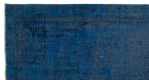 Blue Over Dyed Vintage Rug 4'10'' x 8'11'' ft 148 x 272 cm