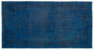Blue Over Dyed Vintage Rug 4'10'' x 8'11'' ft 148 x 272 cm