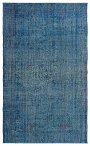 Blue Over Dyed Vintage Rug 5'7'' x 9'2'' ft 171 x 280 cm