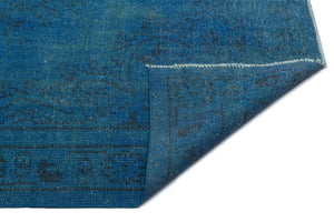 Blue Over Dyed Vintage Rug 5'7'' x 9'4'' ft 169 x 284 cm