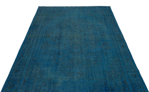 Blue Over Dyed Vintage Rug 5'7'' x 9'4'' ft 169 x 284 cm