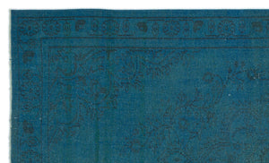 Blue Over Dyed Vintage Rug 5'7'' x 9'4'' ft 169 x 284 cm