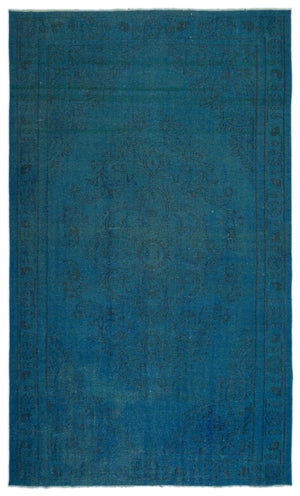Blue Over Dyed Vintage Rug 5'7'' x 9'4'' ft 169 x 284 cm