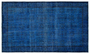 Blue Over Dyed Vintage Rug 5'10'' x 9'11'' ft 177 x 301 cm