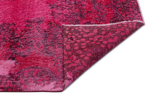 Red Over Dyed Vintage Rug 5'5'' x 9'7'' ft 164 x 292 cm