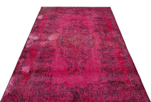 Red Over Dyed Vintage Rug 5'5'' x 9'7'' ft 164 x 292 cm