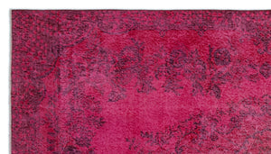Red Over Dyed Vintage Rug 5'5'' x 9'7'' ft 164 x 292 cm