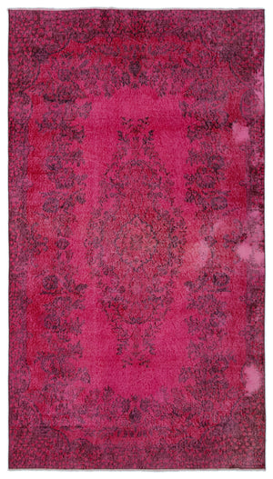 Red Over Dyed Vintage Rug 5'5'' x 9'7'' ft 164 x 292 cm