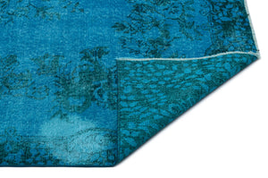 Turquoise Over Dyed Vintage Rug 5'6'' x 9'2'' ft 168 x 280 cm