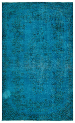 Turquoise Over Dyed Vintage Rug 5'6'' x 9'2'' ft 168 x 280 cm
