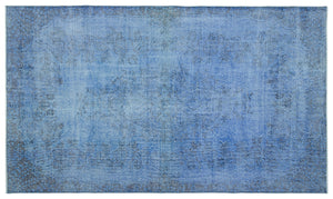 Blue Over Dyed Vintage Rug 5'4'' x 9'3'' ft 163 x 281 cm