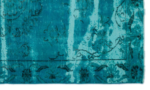 Turquoise Over Dyed Vintage Rug 4'10'' x 8'0'' ft 148 x 245 cm