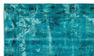 Turquoise Over Dyed Vintage Rug 4'10'' x 8'0'' ft 148 x 245 cm