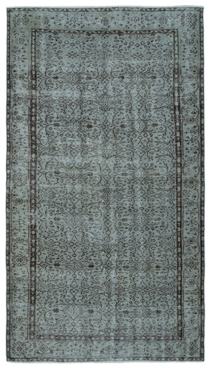 Gray Over Dyed Vintage Rug 4'10'' x 8'9'' ft 148 x 266 cm
