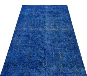 Blue Over Dyed Vintage Rug 3'9'' x 6'10'' ft 114 x 209 cm