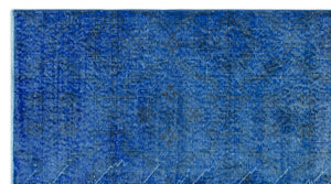 Blue Over Dyed Vintage Rug 3'9'' x 6'10'' ft 114 x 209 cm