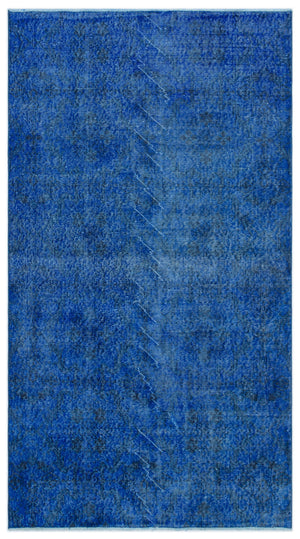 Blue Over Dyed Vintage Rug 3'9'' x 6'10'' ft 114 x 209 cm