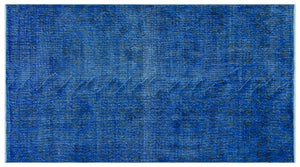 Blue Over Dyed Vintage Rug 3'9'' x 6'10'' ft 114 x 209 cm