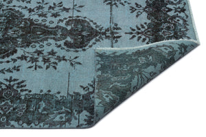 Blue Over Dyed Vintage Rug 3'8'' x 7'2'' ft 111 x 218 cm