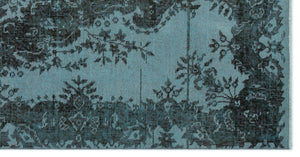 Blue Over Dyed Vintage Rug 3'8'' x 7'2'' ft 111 x 218 cm
