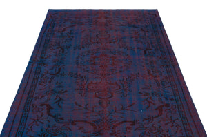 Blue Over Dyed Vintage Rug 4'11'' x 7'7'' ft 151 x 231 cm