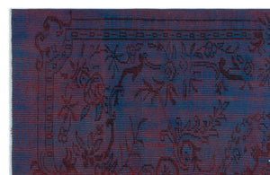 Blue Over Dyed Vintage Rug 4'11'' x 7'7'' ft 151 x 231 cm