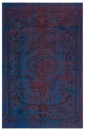 Blue Over Dyed Vintage Rug 4'11'' x 7'7'' ft 151 x 231 cm