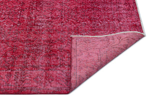 Red Over Dyed Vintage Rug 3'7'' x 6'8'' ft 109 x 204 cm
