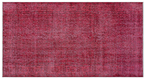 Red Over Dyed Vintage Rug 3'7'' x 6'8'' ft 109 x 204 cm