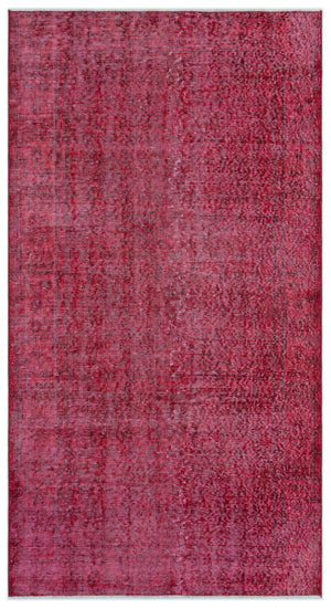 Red Over Dyed Vintage Rug 3'7'' x 6'8'' ft 109 x 204 cm