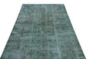 Turquoise  Over Dyed Vintage Rug 5'3'' x 8'9'' ft 159 x 266 cm