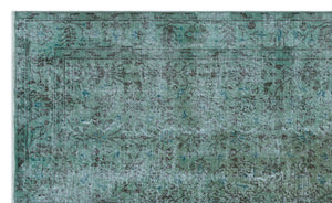 Turquoise  Over Dyed Vintage Rug 5'3'' x 8'9'' ft 159 x 266 cm