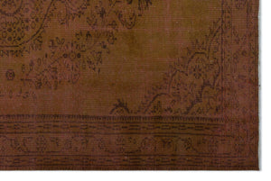 Brown Over Dyed Vintage Rug 5'8'' x 8'8'' ft 173 x 265 cm