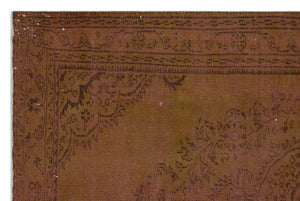 Brown Over Dyed Vintage Rug 5'8'' x 8'8'' ft 173 x 265 cm