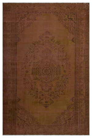 Brown Over Dyed Vintage Rug 5'8'' x 8'8'' ft 173 x 265 cm