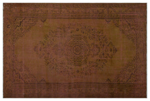 Brown Over Dyed Vintage Rug 5'8'' x 8'8'' ft 173 x 265 cm