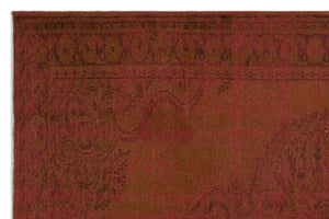 Brown Over Dyed Vintage Rug 6'5'' x 9'9'' ft 195 x 297 cm