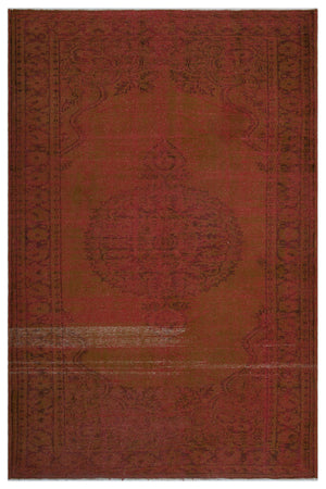 Brown Over Dyed Vintage Rug 6'5'' x 9'9'' ft 195 x 297 cm